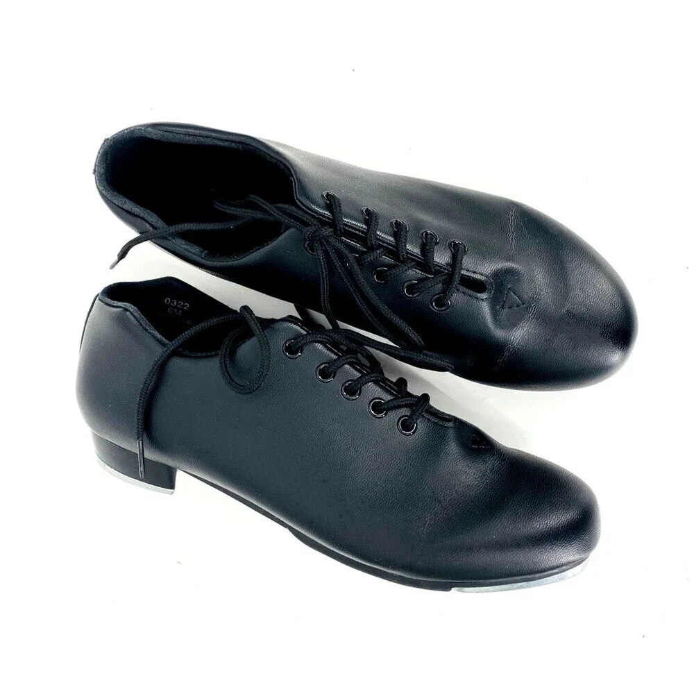 Danshuz Startone Tap Shoes Size 6M 0322 Black Black Faux Leather Women's Lace up